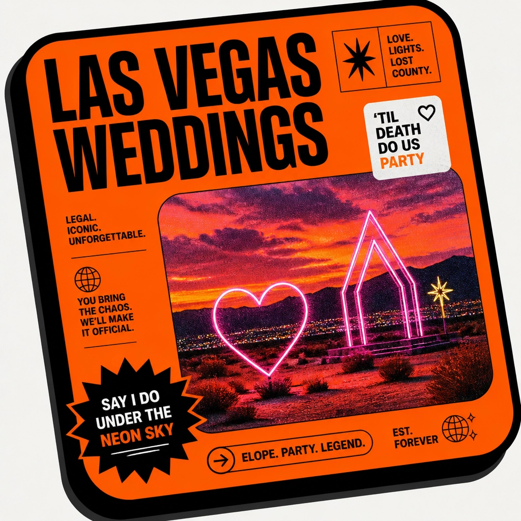 A bold Las Vegas desert wedding concept with neon light installations.