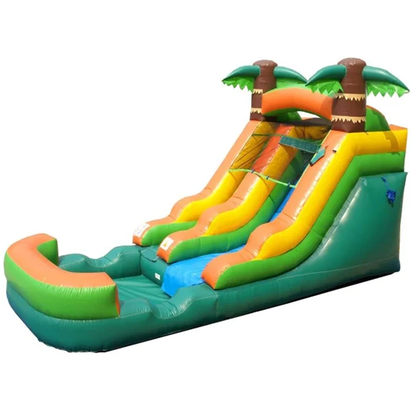 Palm Tree Water Slide inflatable rental angled view